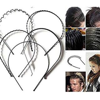 Black Metal Hairband for Men or Women - Pack of 5